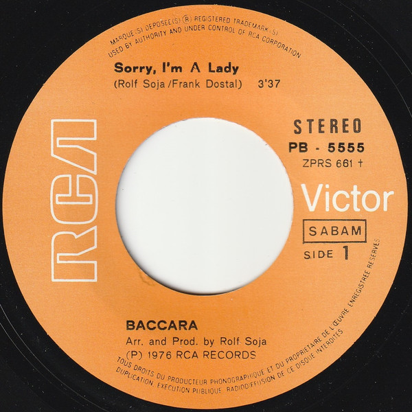 Baccara - Sorry, I'm A Lady tweedehands 7 inch LP bij Run4Records