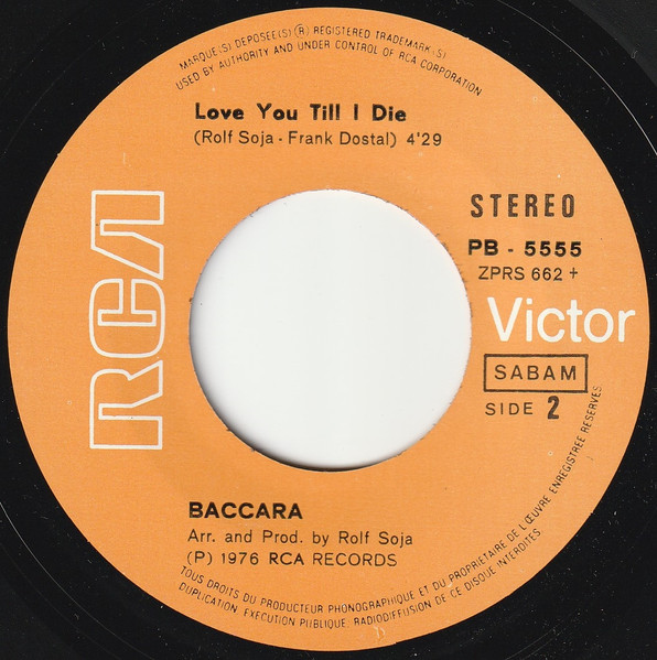 Baccara - Sorry, I'm A Lady tweedehands 7 inch LP bij Run4Records