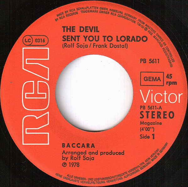 Baccara - The Devil Sent You To Lorado tweedehands 7 inch LP bij Run4Records
