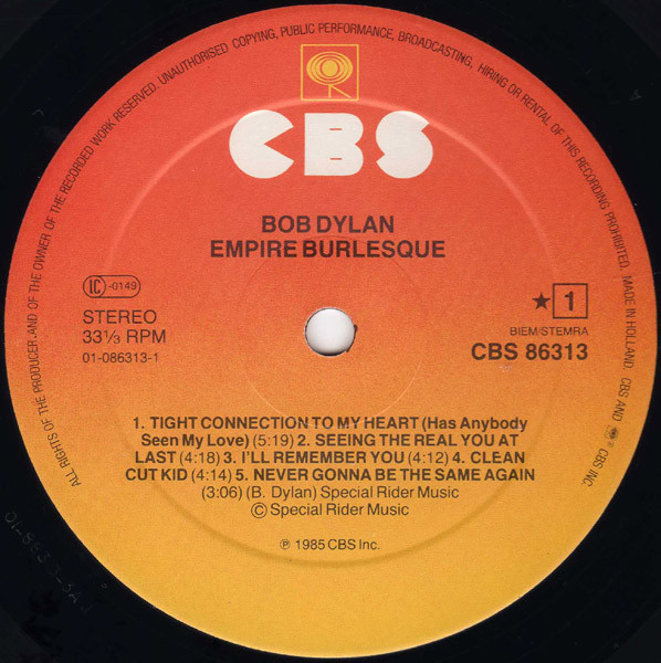 Bob Dylan - Empire Burlesque tweedehands rock LP bij Run4Records