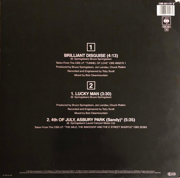 Bruce Springsteen - Brilliant Disguise tweedehands rock LP bij Run4Records
