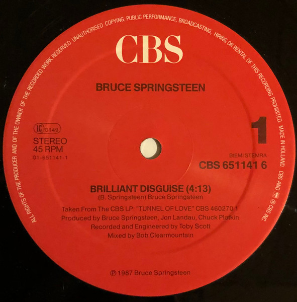 Bruce Springsteen - Brilliant Disguise tweedehands rock LP bij Run4Records