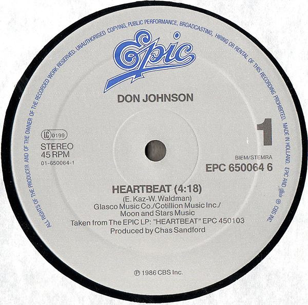 Don Johnson - Heartbeat tweedehands pop LP bij Run4Records
