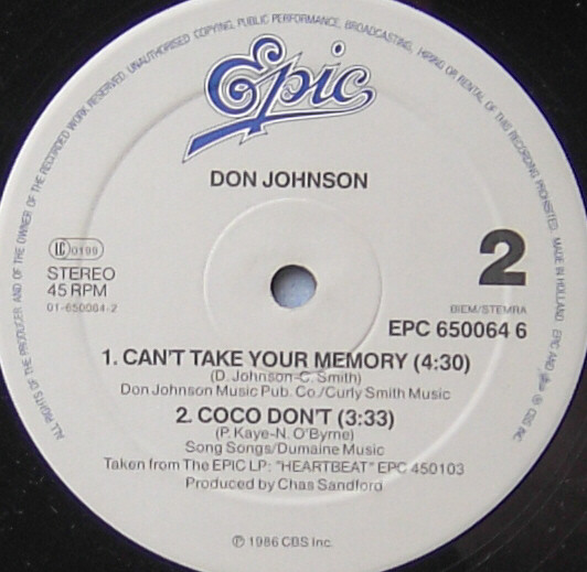 Don Johnson - Heartbeat tweedehands pop LP bij Run4Records