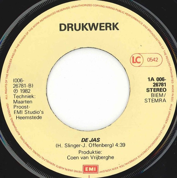Drukwerk - Wat Dom / De Jas tweedehands 7 inch LP bij Run4Records