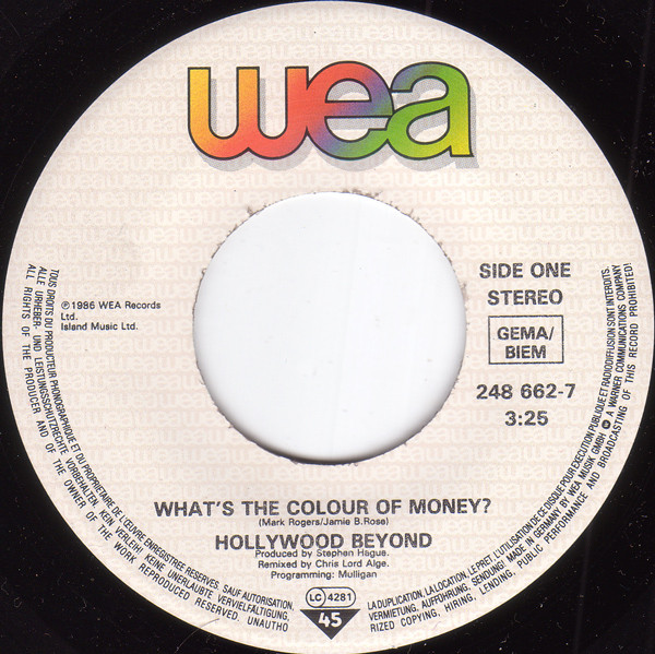 Hollywood Beyond - What's The Colour Of Money ? tweedehands 7 inch LP bij Run4Records