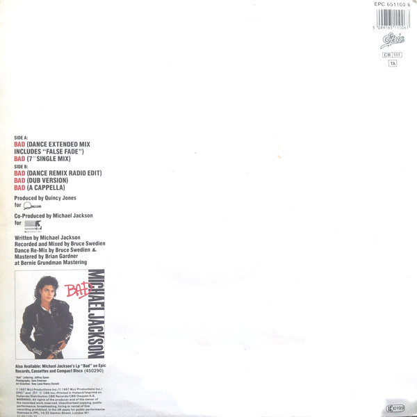 Michael Jackson - Bad tweedehands soul LP bij Run4Records