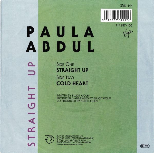 Paula Abdul - Straight Up tweedehands 7 inch LP bij Run4Records