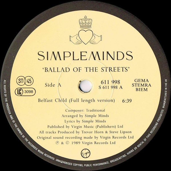 Simple Minds - Ballad Of The Streets tweedehands pop LP bij Run4Records
