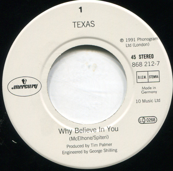 Texas - Why Believe In You tweedehands 7 inch LP bij Run4Records