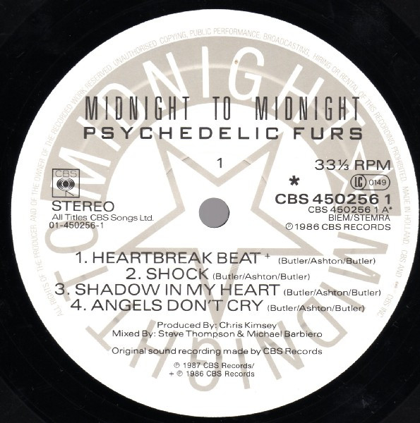 The Psychedelic Furs - Midnight To Midnight tweedehands new wave LP bij Run4Records