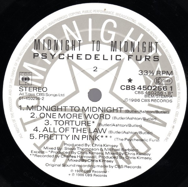 The Psychedelic Furs - Midnight To Midnight tweedehands new wave LP bij Run4Records