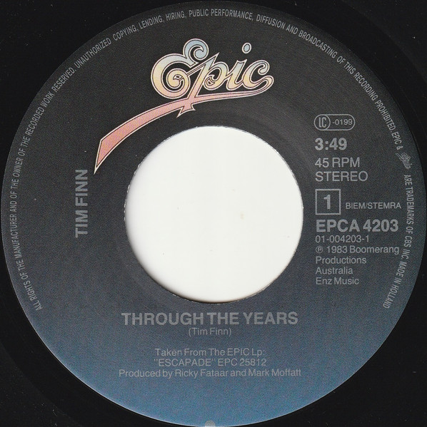 Tim Finn - Through The Years tweedehands 7 inch LP bij Run4Records