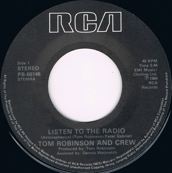 Tom Robinson - Listen To The Radio (Atmospherics) tweedehands 7 inch LP bij Run4Records