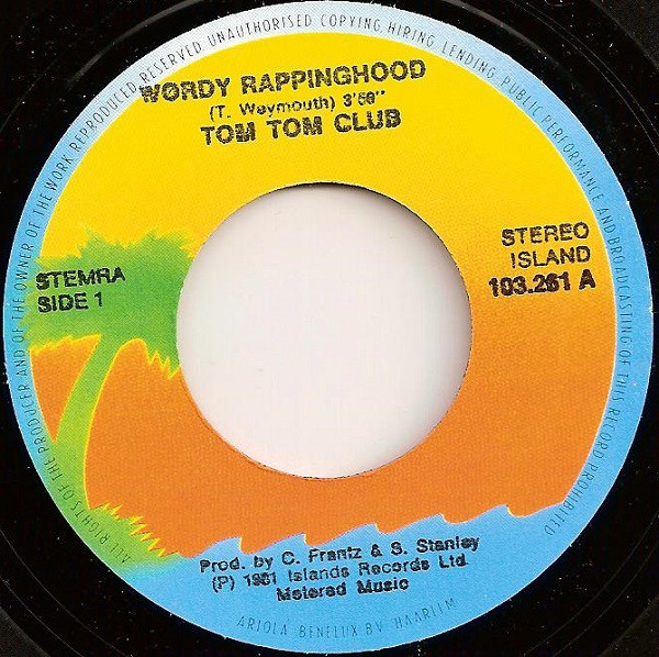 Tom Tom Club - Wordy Rappinghood tweedehands 7 inch LP bij Run4Records