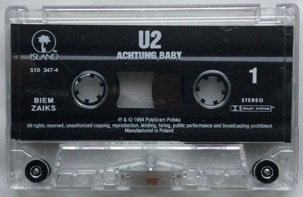 U2 - Achtung Baby tweedehands cassette LP bij Run4Records