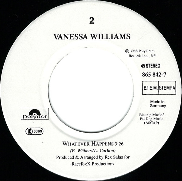 Vanessa Williams - Just For Tonight tweedehands 7 inch LP bij Run4Records