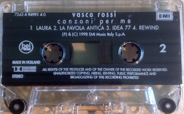 Vasco Rossi - Canzoni Per Me tweedehands cassette LP bij Run4Records