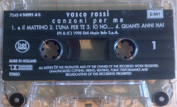 Vasco Rossi - Canzoni Per Me tweedehands cassette LP bij Run4Records
