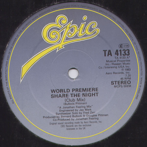 World Premiere (2) - Share The Night tweedehands soul LP bij Run4Records