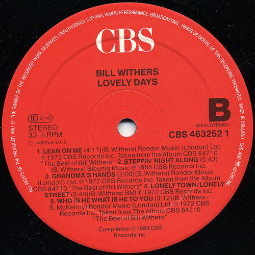 Bill Withers - Lovely Days tweedehands soul LP bij Run4Records