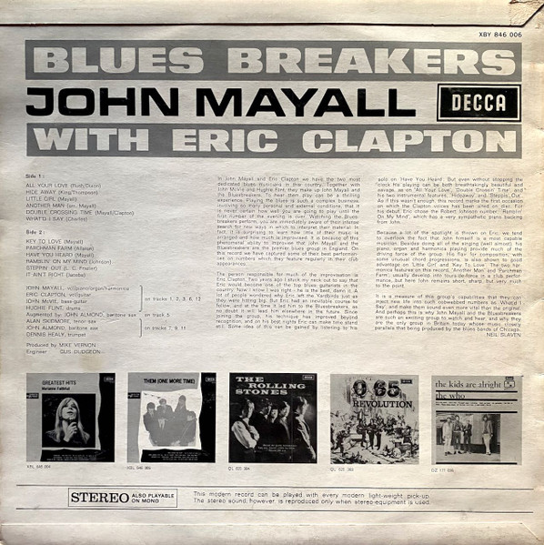 John Mayall, Eric Clapton - The Bluesbreakers tweedehands jazz LP bij Run4Records